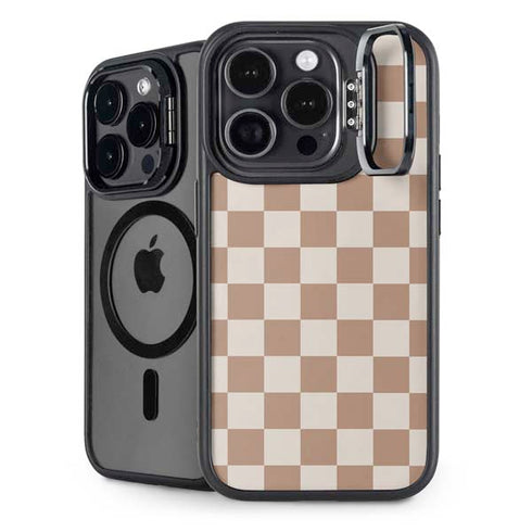 Neutral Checkered iPhone 14 Pro Kickstand Case